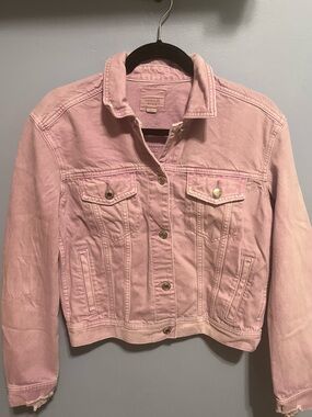 American Eagle Outfitters Light Pink Denim Trucker Jacket